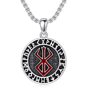 MEIDERBO Berserk Necklace 925 Sterling Silver Behelit Necklace Berserk Pendant Norse Amulet Viking Jewelry Gifts for Men Boys