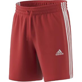 adidas Men's Essentials French Terry 3-Stripes Shorts, Bright Red, Medium