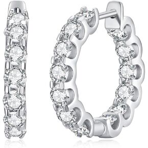 اقراط حلقية للنساء من مويسانيت بوزن 1.44 قيراط، اقراط مطلية بالذهب الابيض عيار 18 قيراط مع شهادة الاصالة in Kuwait