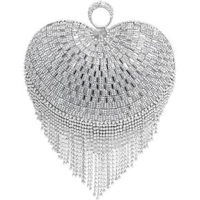 Olixi Heart Shape Pearl Clutch Purse for Women Evening Bag Glitter Luxury Purse Fashion Tassel Handbag for Wedding Party Prom in Saudi Arabia