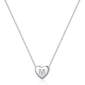 Memorjew 925 Sterling Silver Initial Necklace for Girls Women, Dainty Hypoallergenic Sterling Silver Cubic Zirconia Initial Heart Necklace for Women Girls Jewelry Gifts in Kuwait
