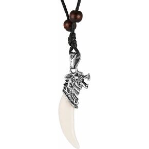 STWTR Wolf Headband Teeth Viking Necklace Indiana Teeth Tribe Jewelry Pendant Necklace