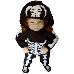 Fantasy World Skeleton halloween costume-s, for newborn-s, infant-s, baby girl-s, boy-s, bone-s fancy dress-up, skeletal outfit-s, F70 Size: 9-12 mths