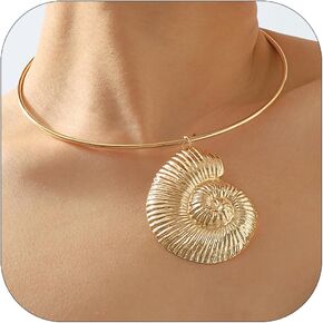 YANCHUN Conch Shell Necklace for Women Seashell Pendant Necklace Halloween Costume Cosplay for Adults Halloween Shell Choker Necklace for Party
