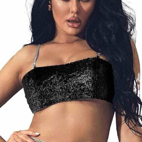 Zoestar Sequin Bra Top بريق الترتر المحاصيل الأعلى أزياء تانك الأعلى الرقص حزب الأداء الصدرية بيكيني قمم للنساء والفتيات