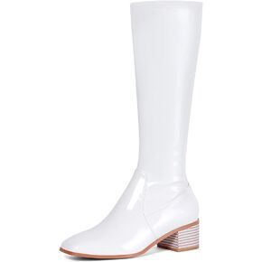 GENSHUO Knee High Boots for Women Chunky Heel Long Boot Square Toe Fall Winter Side Zipper Costume Knight Booties