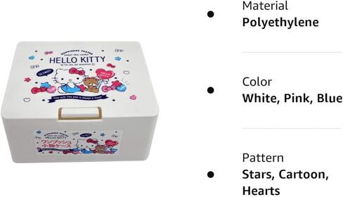 صندوق لطيف بتصميم هالو كيتي من سانريو مع غطاء مفتوح بلمسة واحدة، حافظات ملحقات المكياج 4.2 انش × 3.5 انش × 2.1 انش in Kuwait