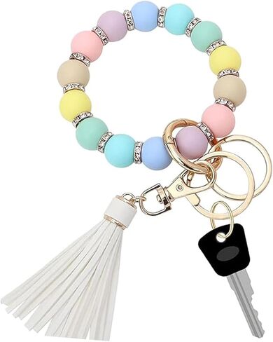 سوار حلقة مفاتيح من السيليكون للنساء من كلاود باي، حامل مفاتيح على شكل سوار مرن مطرز بالخرز in Kuwait