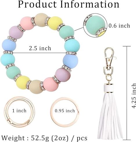 سوار حلقة مفاتيح من السيليكون للنساء من كلاود باي، حامل مفاتيح على شكل سوار مرن مطرز بالخرز in Kuwait