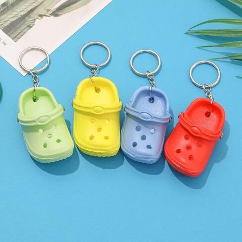 COLORFUL BLING 1-4PCS Cute Shoes Style Keychain Mini Rubber Slipper Keyring Funny Gift in Saudi Arabia