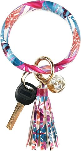 سوار جلدي حلقة مفاتيح على شكل حلقة مفاتيح، حلقة شرابة على شكل حلقة مفاتيح على شكل حلقة مفاتيح للنساء والفتيات - حرر يديك in Kuwait