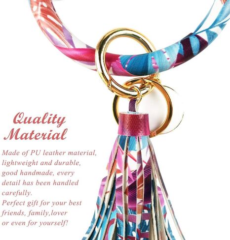 سوار جلدي حلقة مفاتيح على شكل حلقة مفاتيح، حلقة شرابة على شكل حلقة مفاتيح على شكل حلقة مفاتيح للنساء والفتيات - حرر يديك in Kuwait