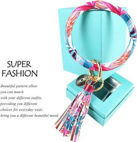 سوار جلدي حلقة مفاتيح على شكل حلقة مفاتيح، حلقة شرابة على شكل حلقة مفاتيح على شكل حلقة مفاتيح للنساء والفتيات - حرر يديك in Kuwait