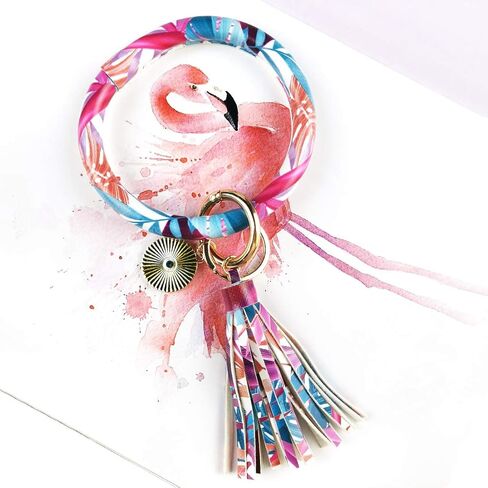 سوار جلدي حلقة مفاتيح على شكل حلقة مفاتيح، حلقة شرابة على شكل حلقة مفاتيح على شكل حلقة مفاتيح للنساء والفتيات - حرر يديك in Kuwait