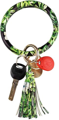 سوار جلدي حلقة مفاتيح على شكل حلقة مفاتيح، حلقة شرابة على شكل حلقة مفاتيح على شكل حلقة مفاتيح للنساء والفتيات - حرر يديك in Kuwait