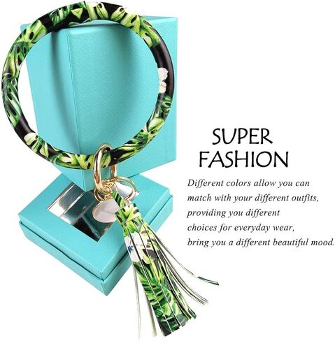 سوار جلدي حلقة مفاتيح على شكل حلقة مفاتيح، حلقة شرابة على شكل حلقة مفاتيح على شكل حلقة مفاتيح للنساء والفتيات - حرر يديك in Kuwait