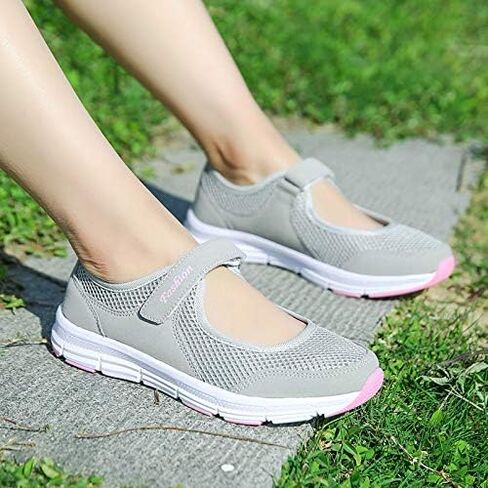 missfiona Womens Hollow Out Granny Walk Shoes Breathable Soft-Soled Mary Jane Flats Dance Shoes in Saudi Arabia