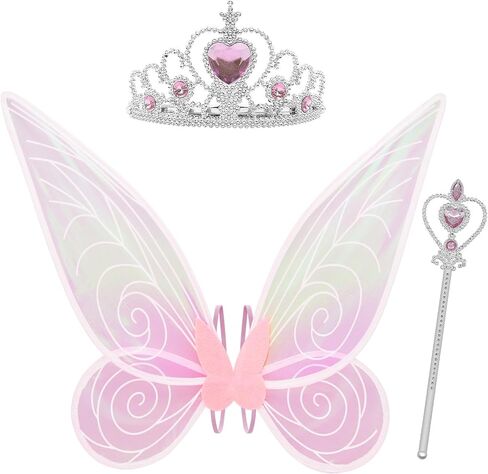 YEESOLAR 3Pcs Fairy Wings for Adult Women, Fairy Wings Costume for Girls Butterfly Wings for Halloween with Crown Wand Set in Saudi Arabia