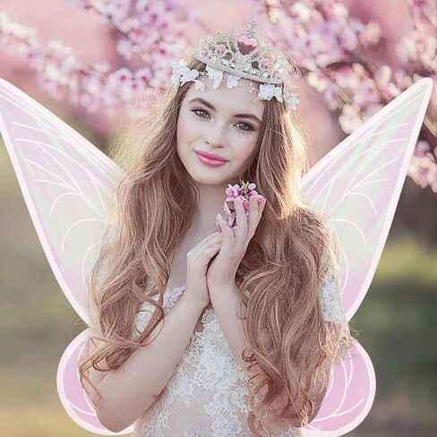 YEESOLAR 3Pcs Fairy Wings for Adult Women, Fairy Wings Costume for Girls Butterfly Wings for Halloween with Crown Wand Set in Saudi Arabia