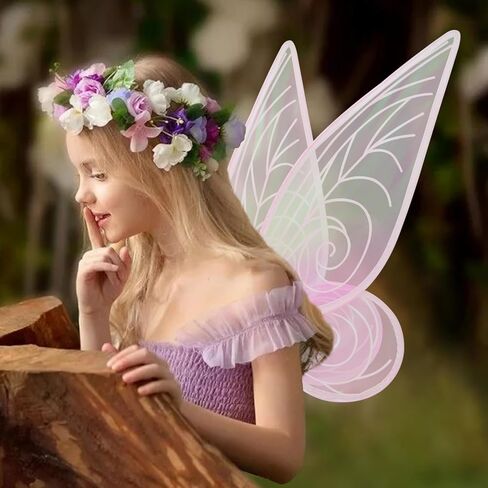 YEESOLAR 3Pcs Fairy Wings for Adult Women, Fairy Wings Costume for Girls Butterfly Wings for Halloween with Crown Wand Set in Saudi Arabia