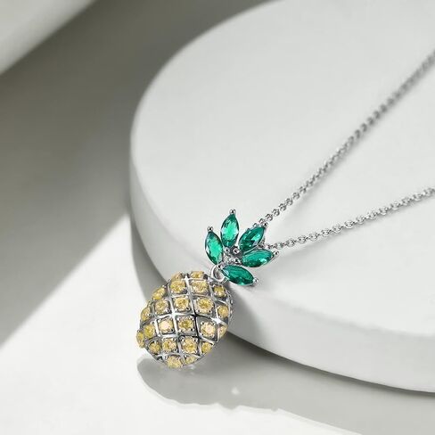 LUHE Pineapple Necklace Sterling Silver Dainty Pineapple Pendant Necklace Jewelry Gift for Women Teens Girls in Kuwait