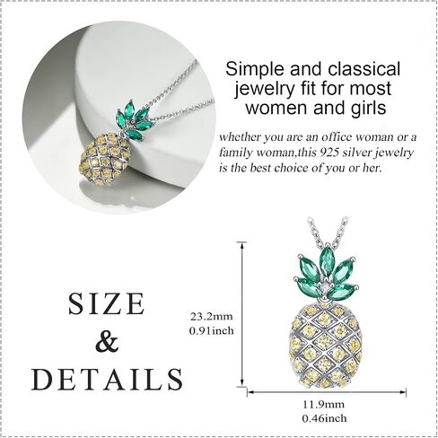 LUHE Pineapple Necklace Sterling Silver Dainty Pineapple Pendant Necklace Jewelry Gift for Women Teens Girls in Kuwait