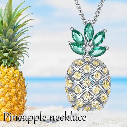 LUHE Pineapple Necklace Sterling Silver Dainty Pineapple Pendant Necklace Jewelry Gift for Women Teens Girls in Kuwait