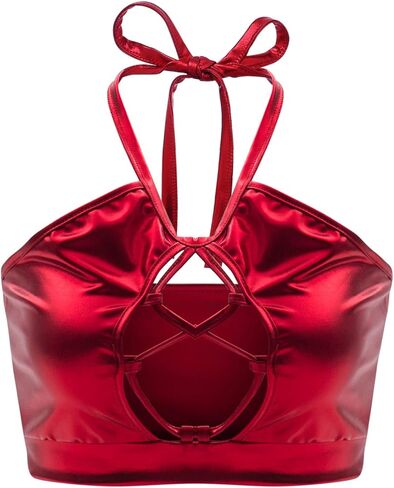 SFBBCLOZ Women's Rave Outfit Sets For Women Festivals 2 Pcs Metallic Tops Skirt EDM Party Club Holographic Rave Outfits in Kuwait