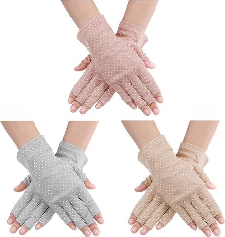 Yolev 3 Pairs Sunblock Fingerless Gloves for Women Non-slip UV Sun Protection Gloves Driving Gloves for Summer Outdoor in Saudi Arabia