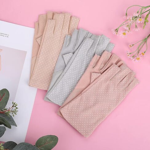 Yolev 3 Pairs Sunblock Fingerless Gloves for Women Non-slip UV Sun Protection Gloves Driving Gloves for Summer Outdoor in Saudi Arabia