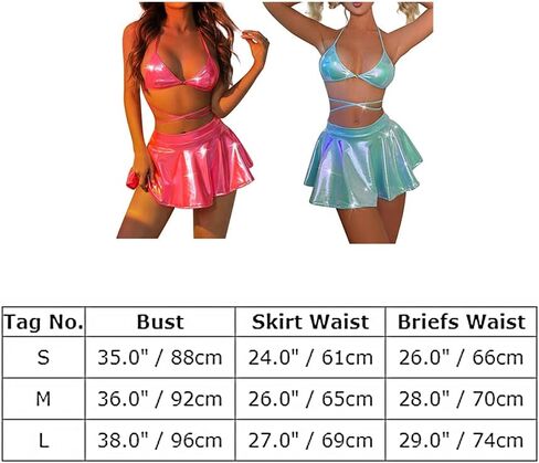 Women Metallic Rave Outfits Shiny Crop Top Bra Skirt Music Festivals Halloween Cosplay Costume Alien Outfit Set in Saudi Arabia