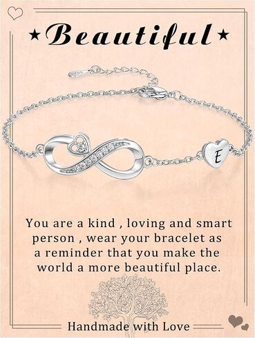 Btysun Initial Bracelet for Teen Girls Infinity Bracelet for Women Letter A-Z Heart Charm Silver Bracelets Birthday Anniversary Graduation Gifts for Her Girlfriend Christmas Jewelry in Kuwait
