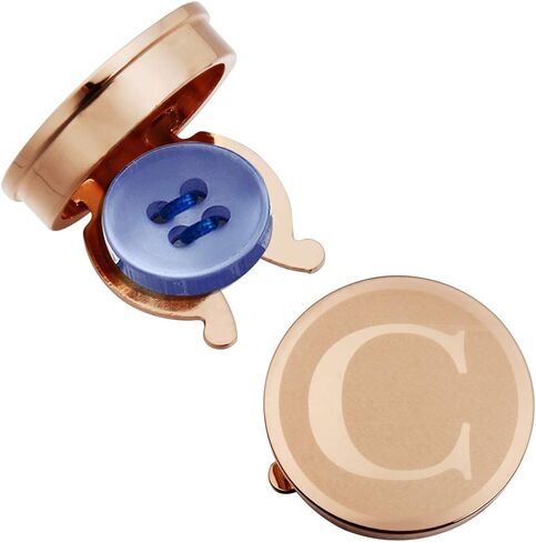 HAWSON Button Covers for Men - Silver Rose Gold Personalized Cufflinks for Men Button Cover Cufflinks for Wedding and Formal Event Accessories Alphabet Initials A-Z in Saudi Arabia