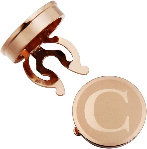 HAWSON Button Covers for Men - Silver Rose Gold Personalized Cufflinks for Men Button Cover Cufflinks for Wedding and Formal Event Accessories Alphabet Initials A-Z in Saudi Arabia