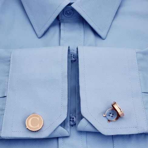 HAWSON Button Covers for Men - Silver Rose Gold Personalized Cufflinks for Men Button Cover Cufflinks for Wedding and Formal Event Accessories Alphabet Initials A-Z in Saudi Arabia
