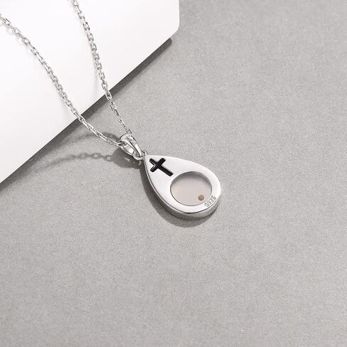 AMBCESSER Sterling Silver Teardrop Mustard Seed Necklace With Faith All Things are Possible Inspirational Necklace Jewelry in Saudi Arabia