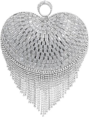 Olixi Heart Shape Pearl Clutch Purse for Women Evening Bag Glitter Luxury Purse Fashion Tassel Handbag for Wedding Party Prom in Saudi Arabia