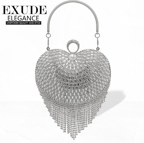 Olixi Heart Shape Pearl Clutch Purse for Women Evening Bag Glitter Luxury Purse Fashion Tassel Handbag for Wedding Party Prom in Saudi Arabia