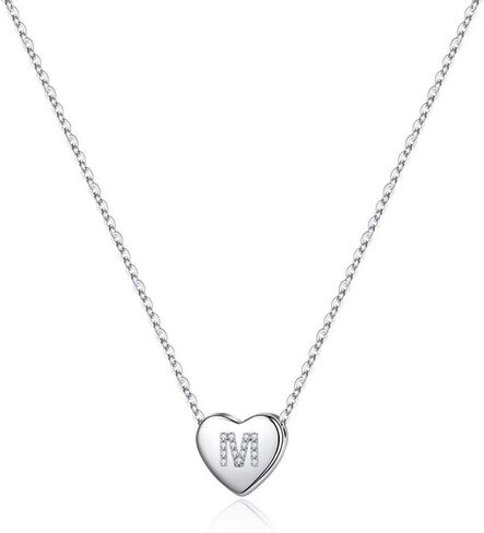 Memorjew 925 Sterling Silver Initial Necklace for Girls Women, Dainty Hypoallergenic Sterling Silver Cubic Zirconia Initial Heart Necklace for Women Girls Jewelry Gifts in Kuwait