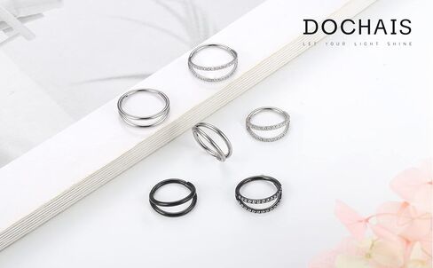 Dochais 2PCS حلقات الأنف، أقراط التيتانيوم الزنمة الحاجز ثقب تشيكوسلوفاكيا الفرس الحاجز حلقة يتوقف الجزء الحاجز محارة الشفاه G23 التيتانيوم مزدوجة الأطواق 16G 18G حلقات الأنف للنساء الرجال in Kuwait