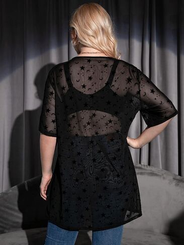 Floerns Women's Plus Size Short Sleeve Sheer Mesh Tops T Shirt Blouse in Kuwait