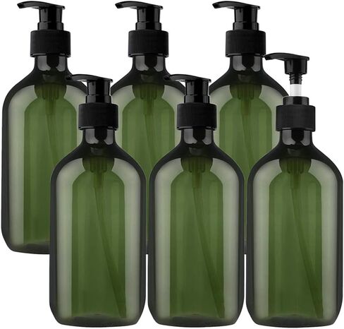 6 عبوات من زجاجات المضخة 17 اونصة/500 مل، زجاجات لوشن بلاستيكية فارغة، زجاجات توزيع شفافة قابلة لاعادة الملء لغسل الجسم والشامبو ولوشن التدليك والجل in Kuwait