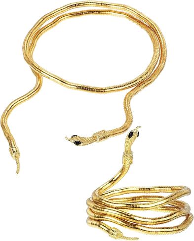 فوميت سوار ميدوسا قابل للانحناء على شكل ثعبان للهالوين للنساء، مجوهرات ذهبية على شكل ثعبان، سوار ذراع مفتوح على الذراع، سوار ميدوسا غطاء راس لحفلات الهالوين in Kuwait