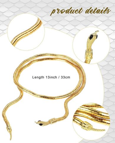 فوميت سوار ميدوسا قابل للانحناء على شكل ثعبان للهالوين للنساء، مجوهرات ذهبية على شكل ثعبان، سوار ذراع مفتوح على الذراع، سوار ميدوسا غطاء راس لحفلات الهالوين in Kuwait
