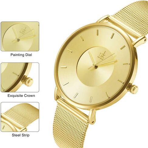 SHENGKE Simple Watches Analog Mesh Watches for Women Stainless Steel Band reloj de Mujer Gift for Anniversary in Kuwait