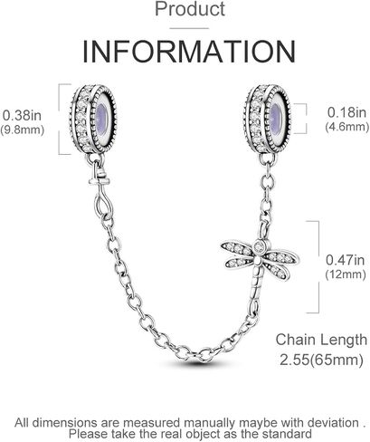 Hapour 925 Sterling Silver Safety Chain for Bracelets Charms Heart Butterfly Dangle Pendants Beads Jewelry for Women Mom in Kuwait