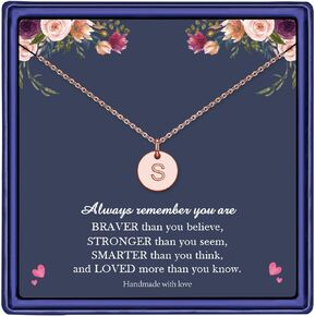 Disc Initial Necklaces for Girls Women, 14K Gold/Rose Gold Plated Round Disc Double Sided Engraved Hammered Initial Necklace Personalized Letter Pendant Initial Necklaces for Girls Women Jewelry Gifts
