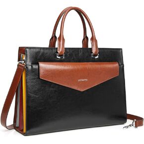 BOSTANTEN Briefcase for Women Laptop Tote 15.6 Inch Genuine Leather Handbag Work Bag Beige