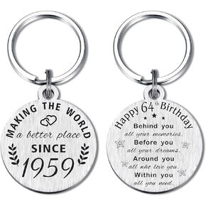 ABNTY 64th Birthday Gifts for Women Men, 64 Year Old Birthday Keychain, Born in 1959 Gifts, 1959 Birthday Decorations in Saudi Arabia