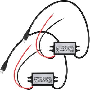 وحدة تحويل فرق الجهد DC-DC من 12 فولت إلى 5 فولت، محول طاقة ميكرو USB متوافق مع لوحة مفاتيح الإنذار الحلقي (قطعتان) in Kuwait